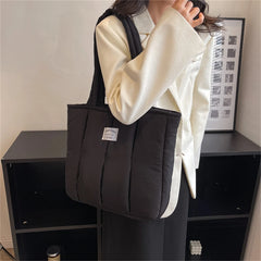 Winter Lady Casual Totes Bag Soft Nylon Padded Shopper Bag