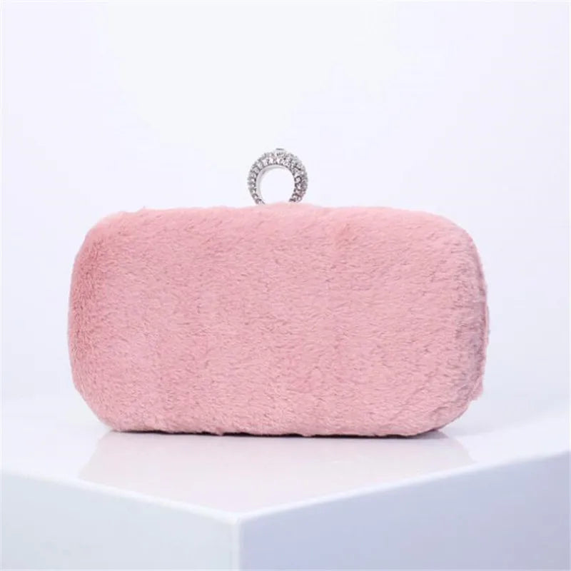 Wool Evening Bags Diamond Ring Clutch Wallets Party Dinner Bags For Ladies