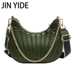 Winter Women Half Moon Chain Crossbody Bag