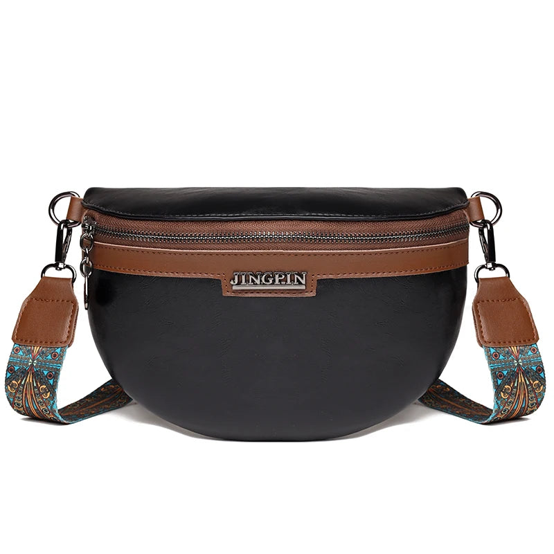 Women Crossbody Bags Pu Leather Female Chest Pack Retro Solid Shoulder Messenger