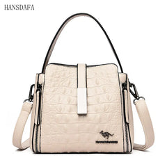 Crocodile Pattern Leather Bucket Bag Women Handbag