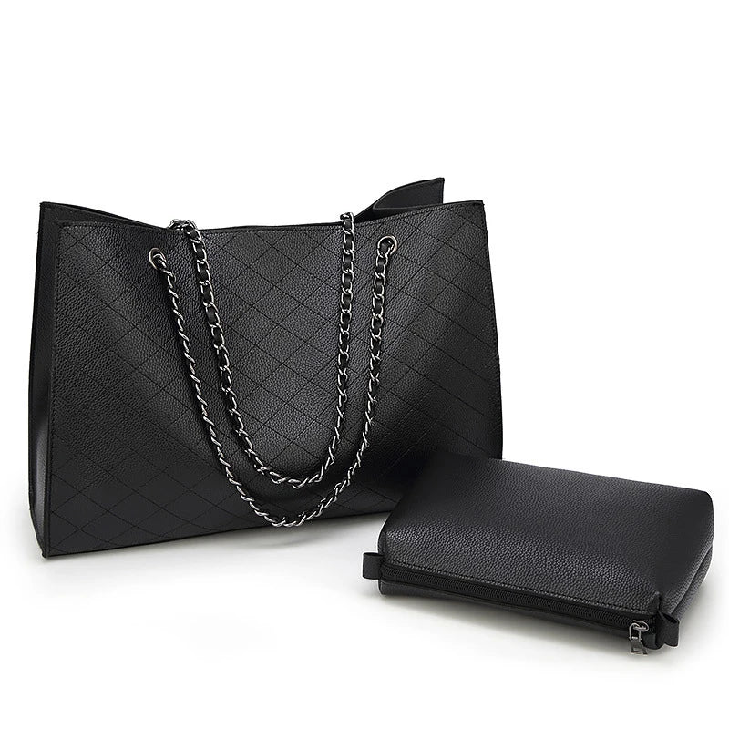 Women Leather Handbags Woman Bags Big Tote Hand Bag Set Chain Bolsa Feminina