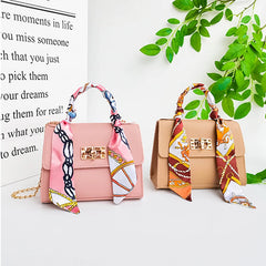 Women Small Square Shoulder Bag Silk Scarf Messenger Crossbody Clutch Wallet