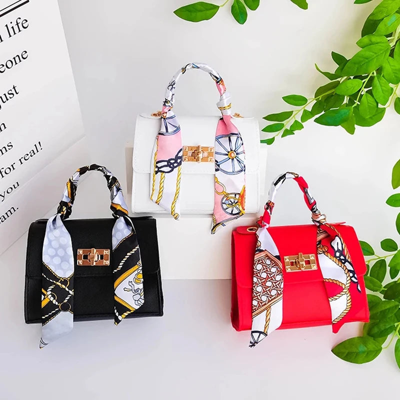 Women Small Square Shoulder Bag Silk Scarf Messenger Crossbody Clutch Wallet