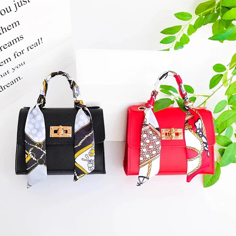 Women Small Square Shoulder Bag Silk Scarf Messenger Crossbody Clutch Wallet