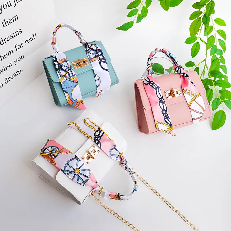 Women Small Square Shoulder Bag Silk Scarf Messenger Crossbody Clutch Wallet