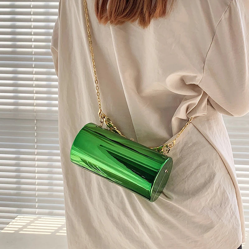 Acrylic Transparent Chain Clutch Handbag Silver Purse