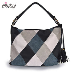 Women Patchwork PU Leather Handbags Top-handle Messenger Bag
