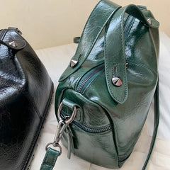 Large Leather Shoulder Bag for Women - Big Female Messenger Handbag