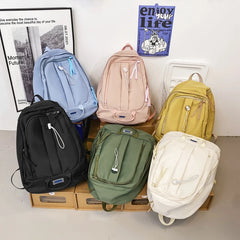 Women's Solid Backpack Multi-pocket Casual Travel Bag for Teenage Girl Boys