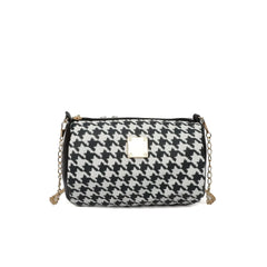 Women's Small Round Chain Shoulder Bag Thousand Bird Lattice Handbag
