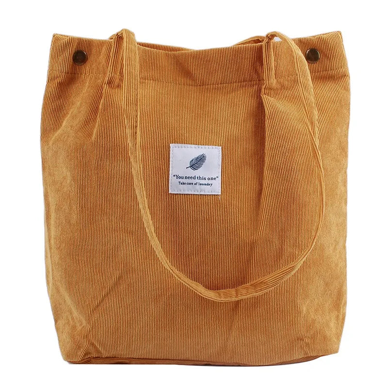 Leopard Pattern Corduroy Shoulder Bag Retro Handbag Tote Bag