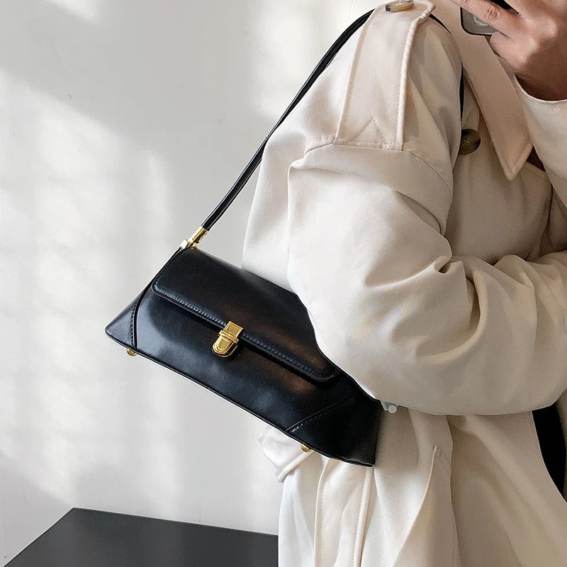 Vintage Shoulder Bag Solid Colour Handbag