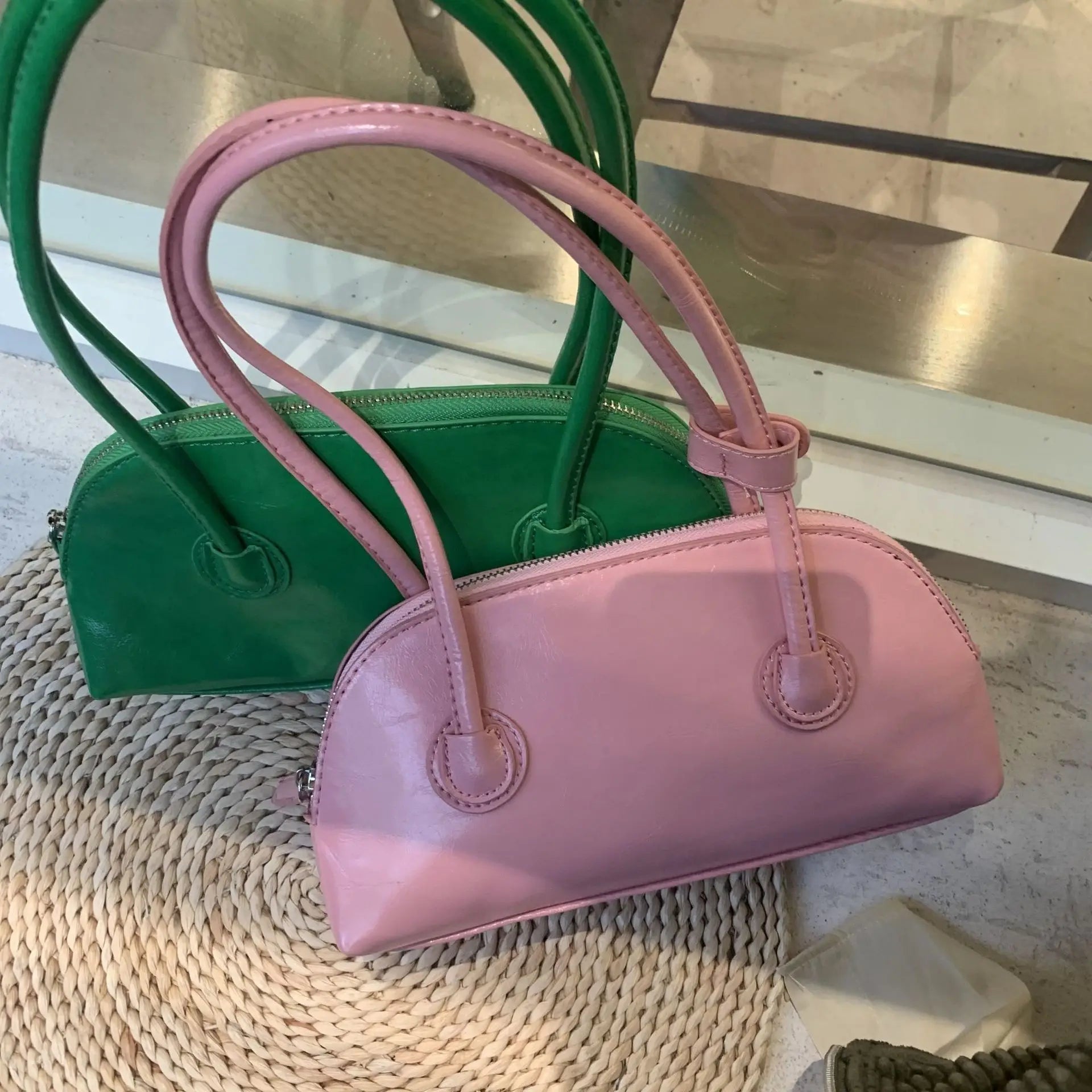 Retro Solid Wax Leather Shoulder Bag