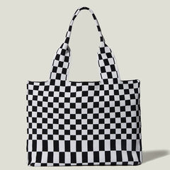 Women's Shoulder Bag Knitted Handbag Checkered Bags
