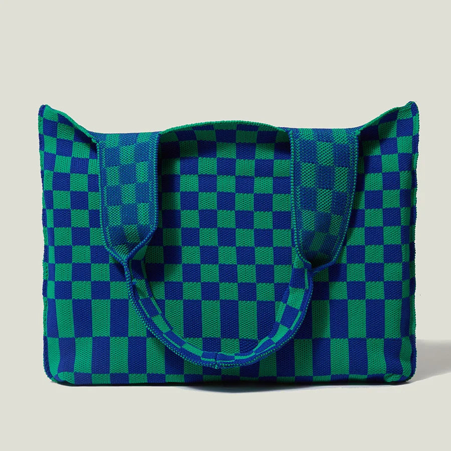 Women's Shoulder Bag Knitted Handbag Checkered Bags
