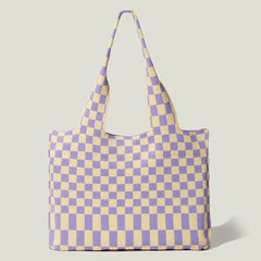 Women's Shoulder Bag Knitted Handbag Checkered Bags