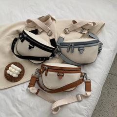 Women's PU Leather Waist Bag Zipper Messenger Crossbody