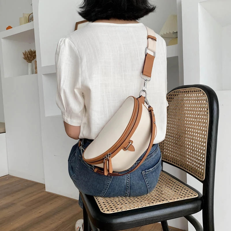 Women's PU Leather Waist Bag Zipper Messenger Crossbody