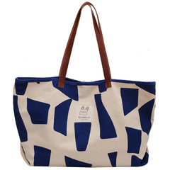 Autumn Geometric Pattern Canvas Tote Shoulder Bag for Women