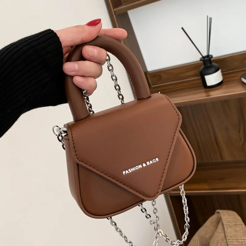 Pink Orange Mini Handbag with Chain Crossbody Strap