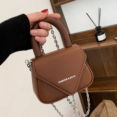 Pink Orange Mini Handbag with Chain Crossbody Strap