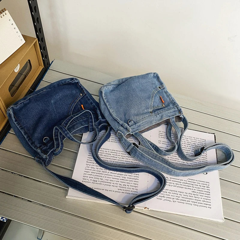 Casual Denim Messenger Bag for Women