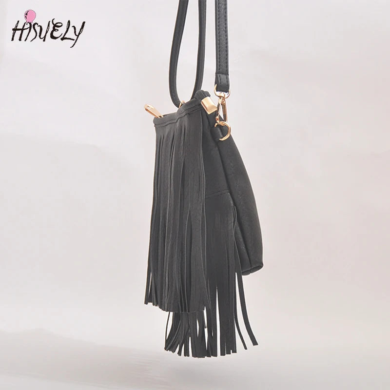 Women Pu Leather Bag Shoulder Crossbody Tassels Messenger Bag
