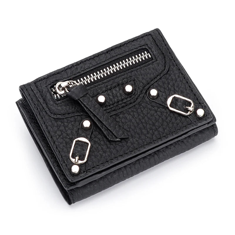 10 Colors 100% Leather Short Wallet Women's Full Leather Mini Wallet