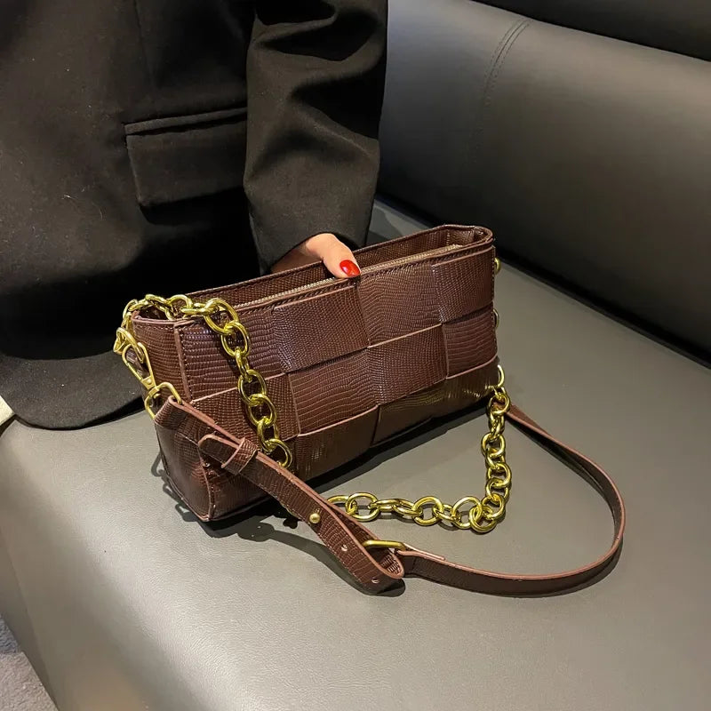 Niche Chain Underarm Bag Women Weave Chain Shoulder Messenger Bag