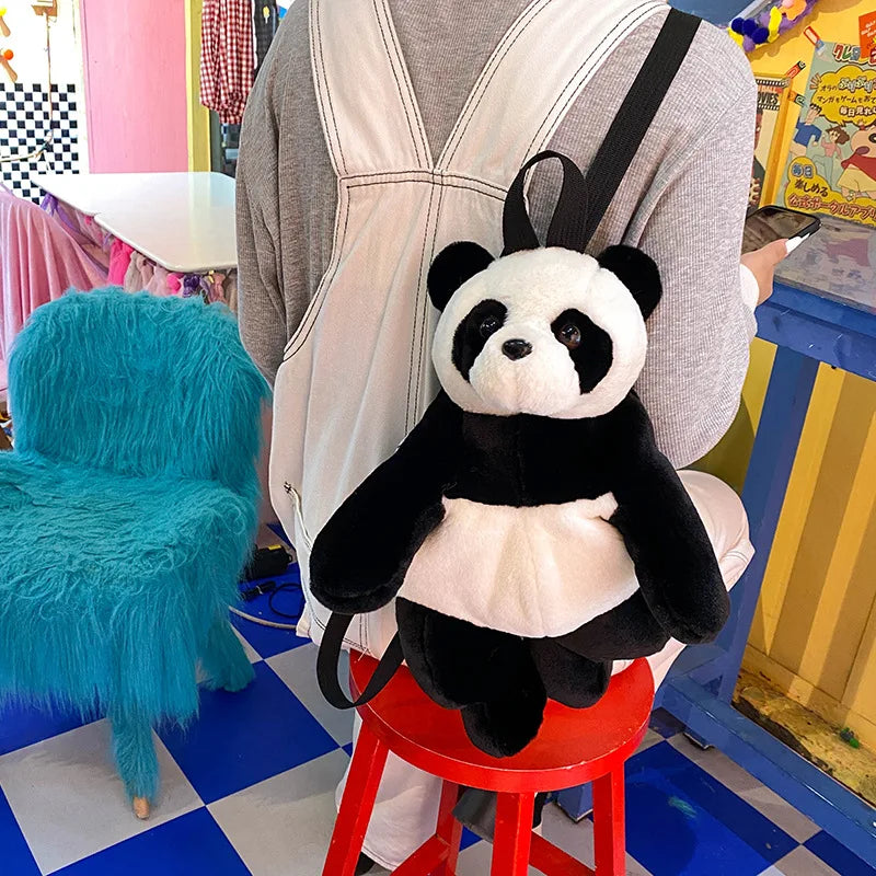 Women Plush Panda Backpack Student School Bag Girl Doll Backpack
