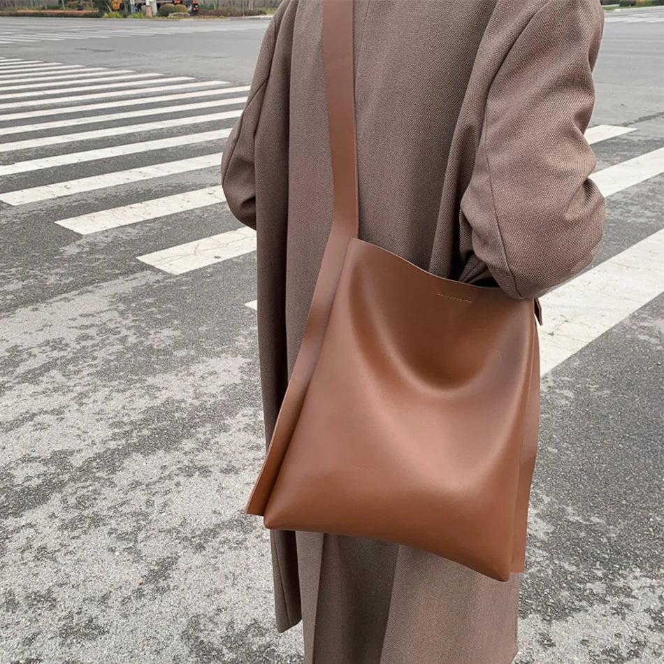 Spring Women Large Capacity Shoulder Bag PU Leather Tote Messenger Handbag