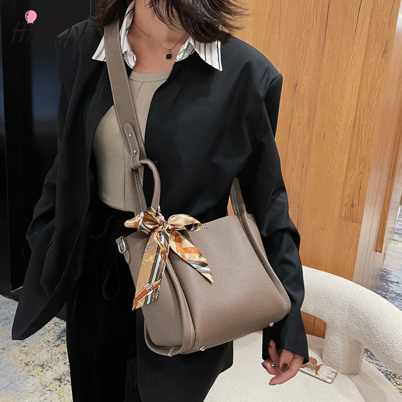 DIY Woven Bag Western Style Ribbon Messenger Bucket Bag