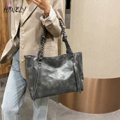 2023 Women's Leather Shoulder Bag Large Capacity Tote Messenger Bag