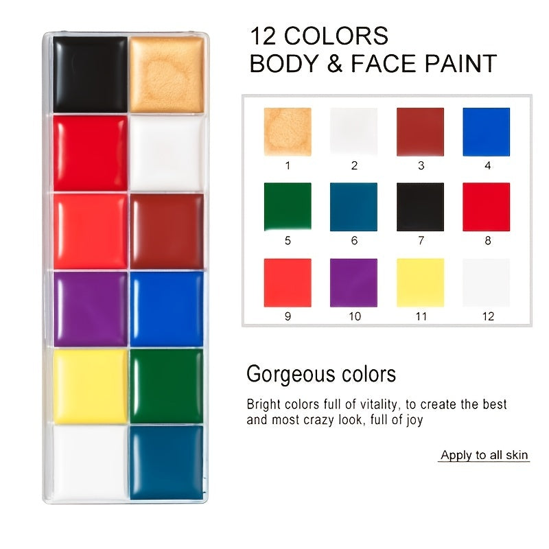 12 Colors Halloween Body Paint Paste Drama Makeup Palette