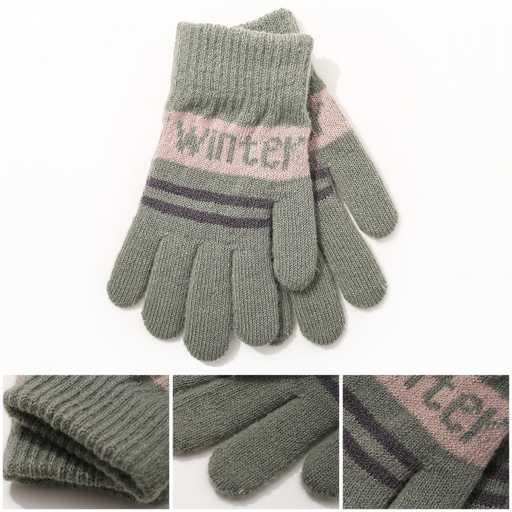 Winter Letter Style Cold-proof Girl's Finger Gloves