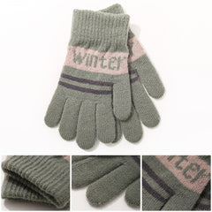 Winter Letter Style Cold-proof Girl's Finger Gloves