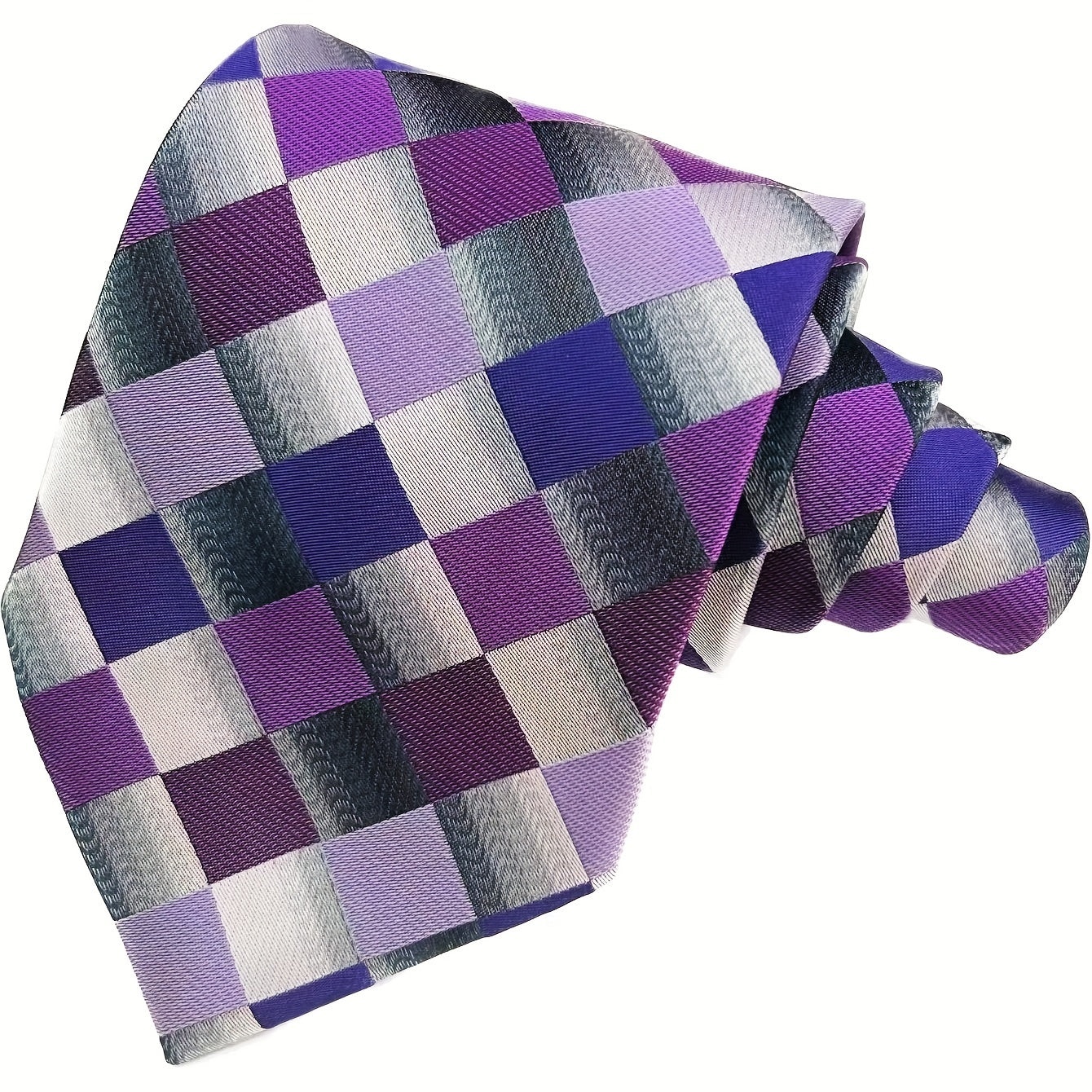 Men's Plaid Tie 1200 Needles Purple Polyester Yarn Classic