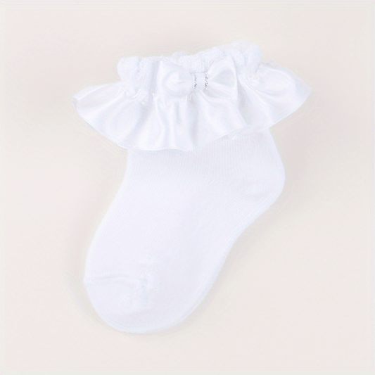 Girls Lace Princess Socks with Bowknot Decoration