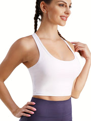 Strappy Racerback Yoga Sports Bra Wirefree Pads Medium Impact