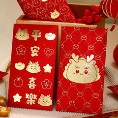 6pcs Year Of The Dragon Red Packet Lucky Money Envelopes
