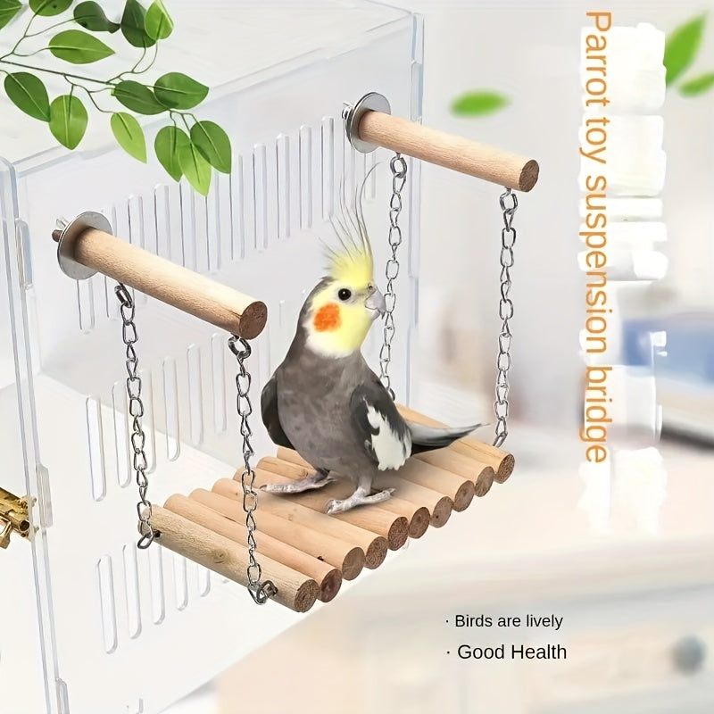 Wooden Swing Parrot Toy For Climbing And Playing