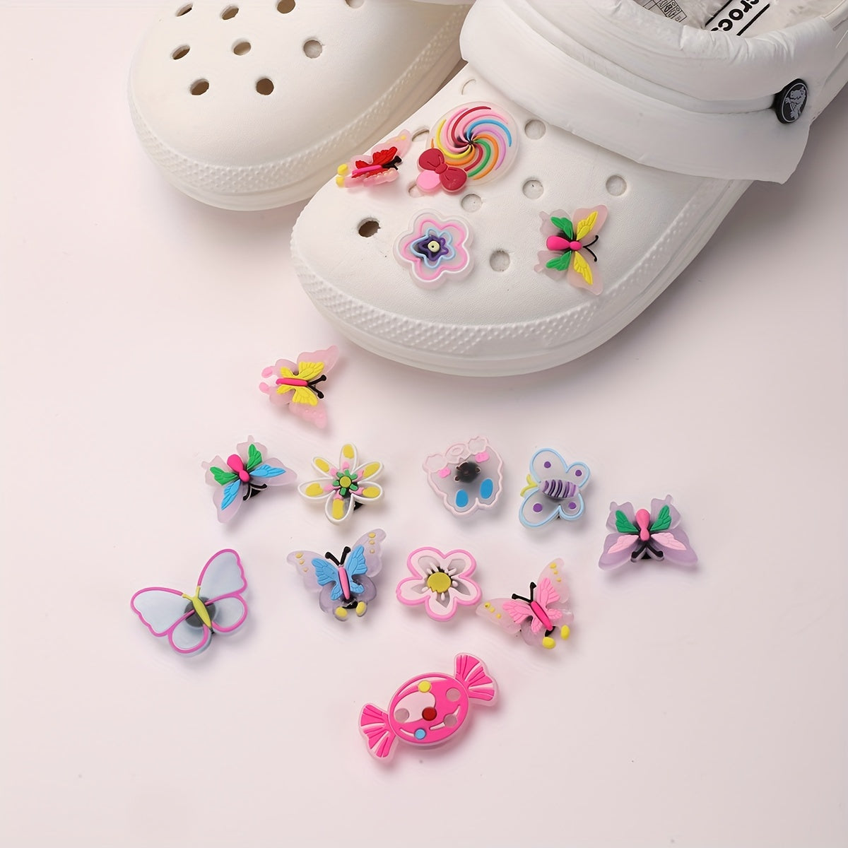 15pcs Butterfly Flower Shoe Charms Pack Sweet Shoe Decorations