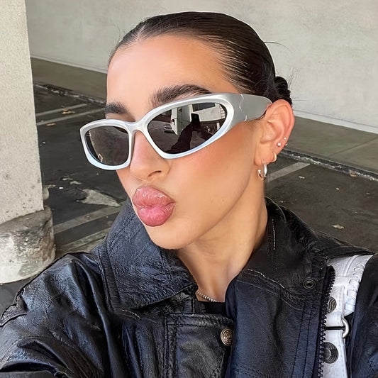 Y2K Wrap Around Sunglasses Women Futuristic Sports Oval Stylish