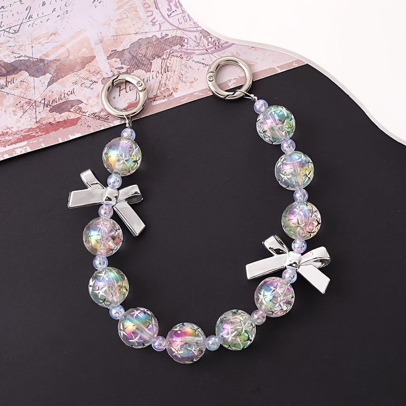 Colorful Starry Sky Acrylic Beads Chain Bow Accessories for Girl's