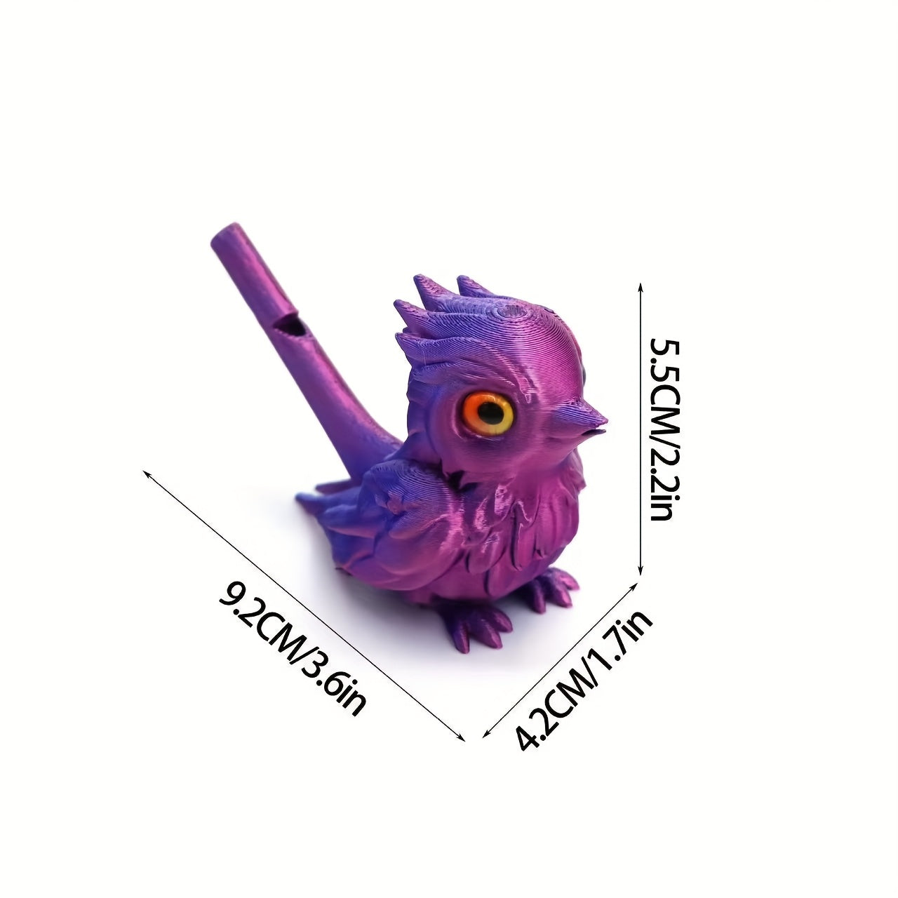 Colorful 3D Printed Whistling Bird Figurines with Realistic Eyes