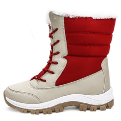 Women's Contrast Snow Boots Winter Mid Calf Thermal Boots