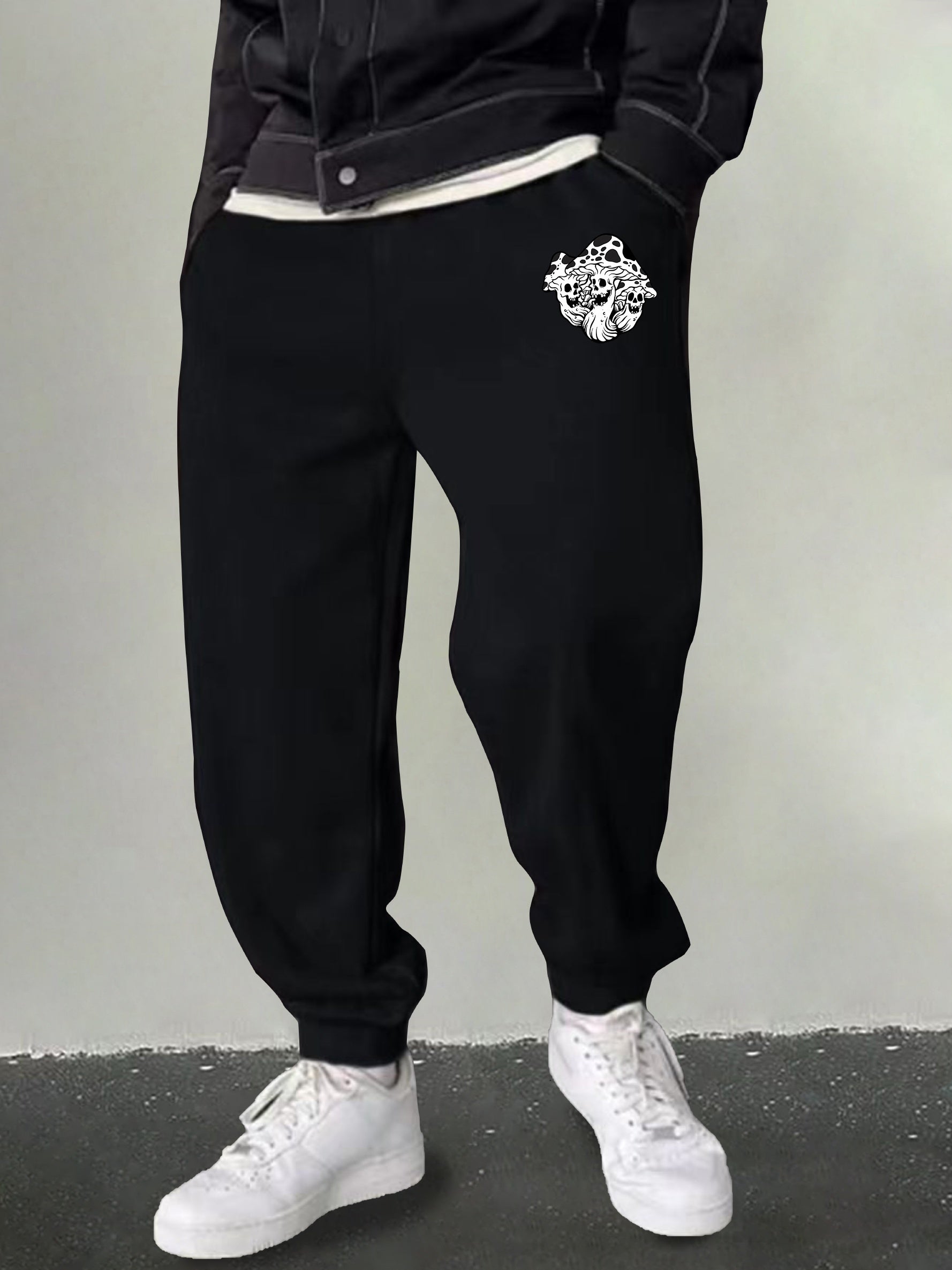 Men's Mushroom Skull Graphic Sweatpants Drawstring Joggers