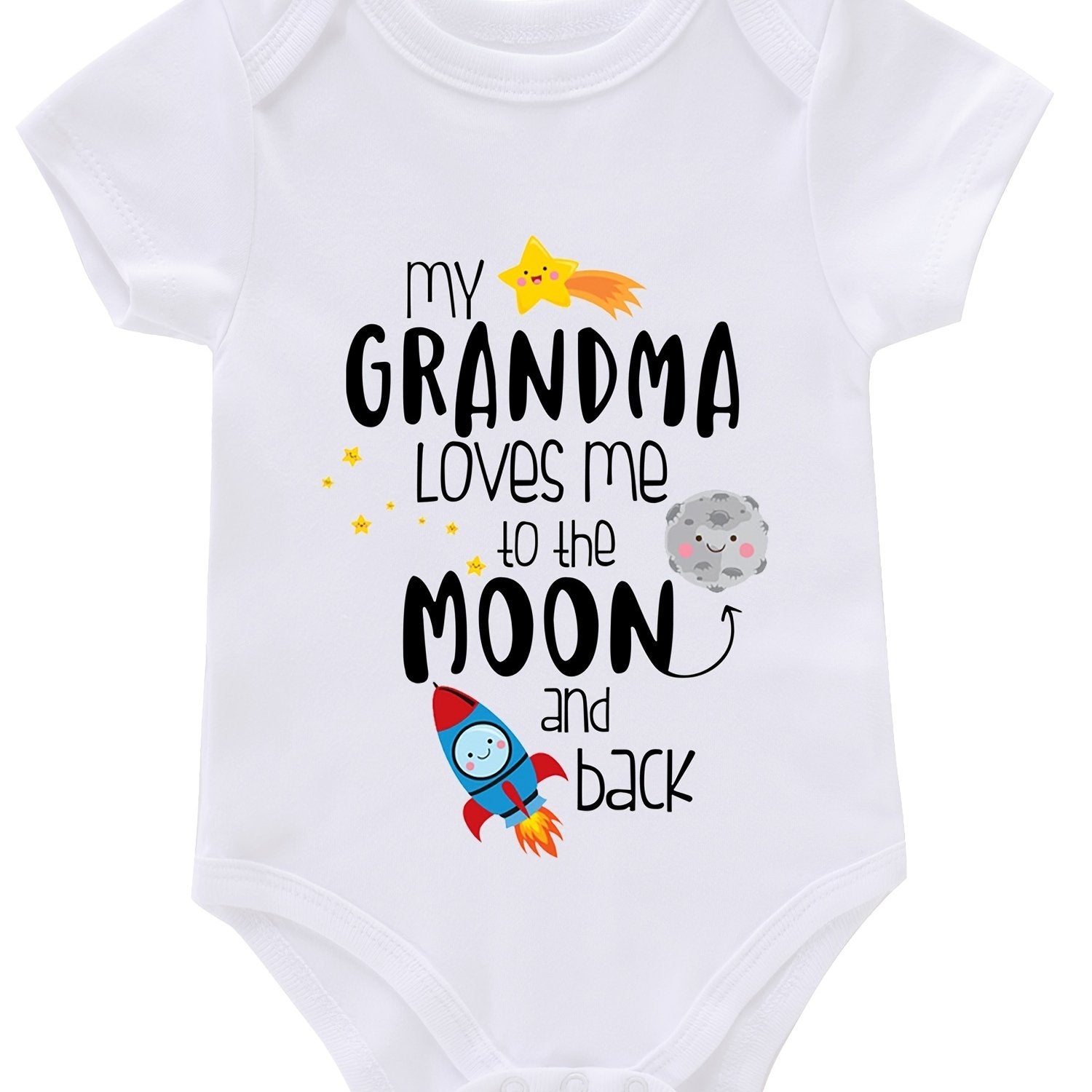 Newborn Infant Short Sleeve Romper My Gramdma Print Bodysuit Onesies