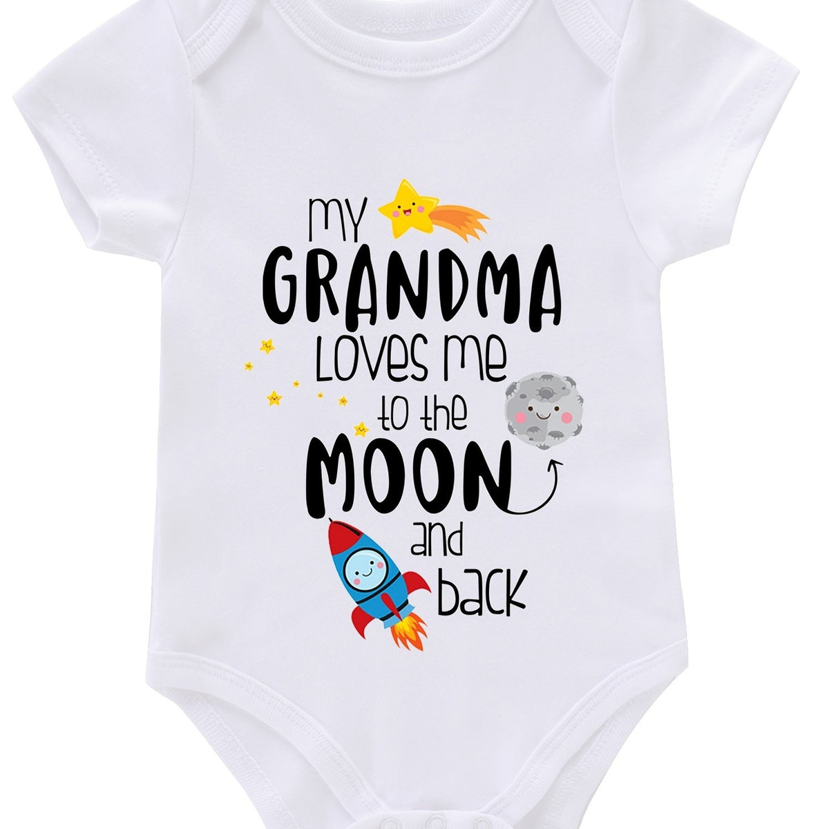 Newborn Infant Short Sleeve Romper My Gramdma Print Bodysuit Onesies